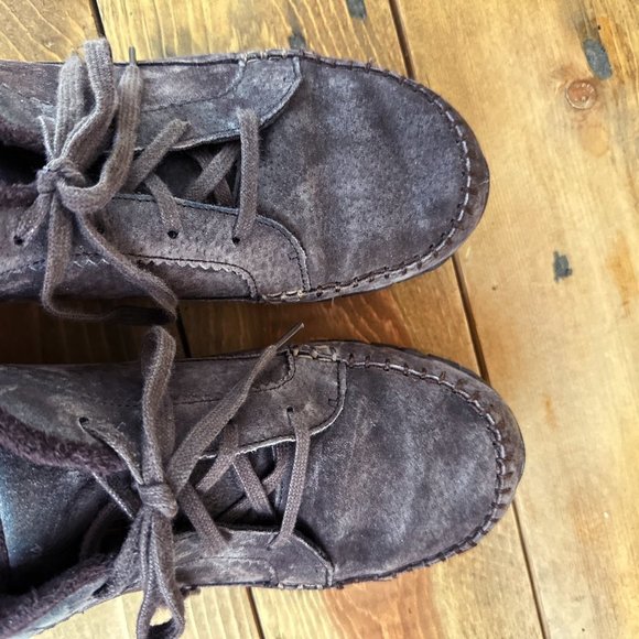 Skechers Women's Bikers-Lineage-Moc-Toe Lace-up Chukka Boot Brown Sz‎ 9 Suede - Picture 6 of 8